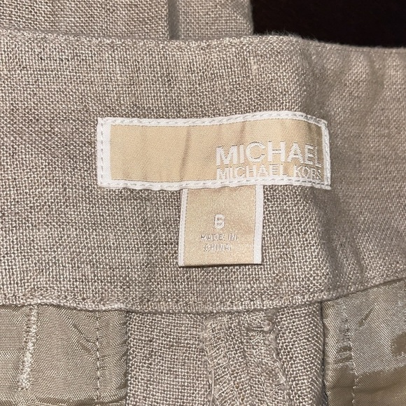 Michael Kors neutral linen straight leg full length pants.  Size 6 100% linen. - Picture 6 of 10
